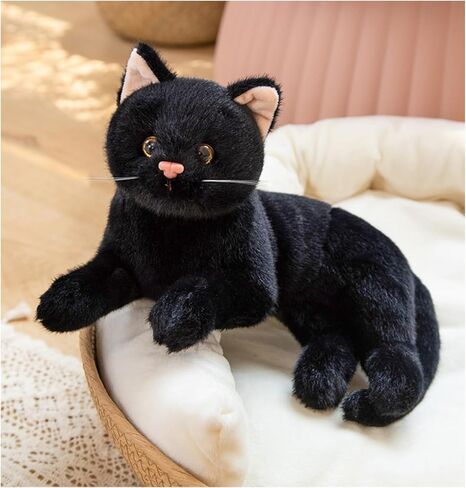 Cute cat Plush Toys, pet Animal Stuffed Toys, Children's Gifts, (Black) in Saudi Arabia