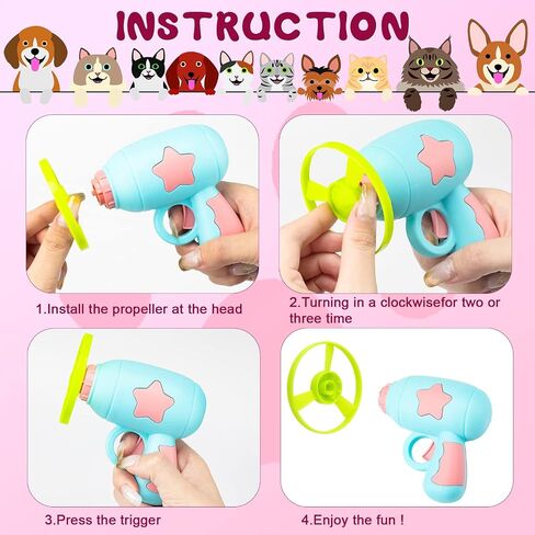 Sratte 36 Pcs Cat Fetch Toy with Colorful Flying Propellers Set, Cat Playing Tracking Interactive Toys Flying Cat Toy for Kitten Indoor Outdoor Chasing Training Hunting, 6 Launchers and 30 Propellers in Saudi Arabia