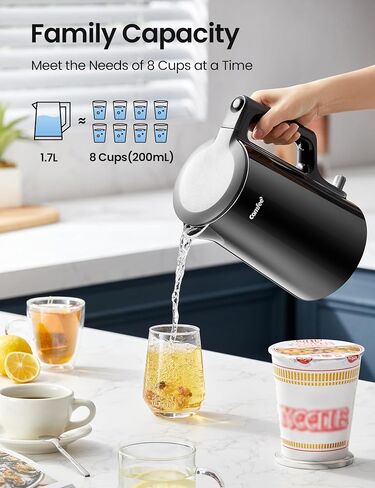 COMFEE' Electric Kettle, 1.7L Hot Water Boiler, 1500W Fast Boil, Glass Electric Tea Kettle with LED Indicator, Auto Shut-Off and Boil-Dry Protection, BPA Free in Saudi Arabia