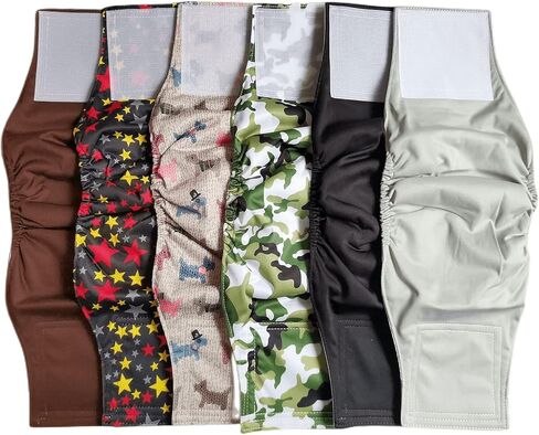 Washable Male Dog Diapers 6 Pack Reusable Male Dog Belly Band Multicolour M Waist 13.4 x17.3 Inch in Saudi Arabia