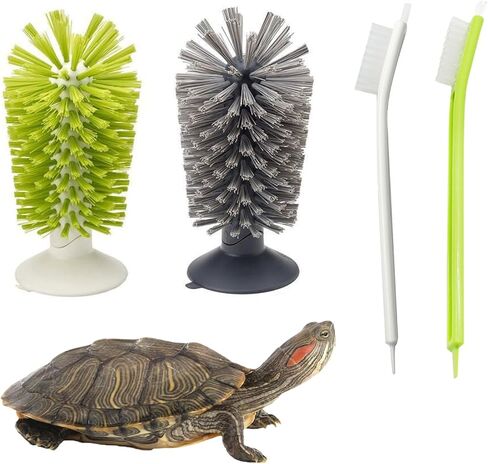 4 Pack Turtle Brush - Turtle Shell Cleaning Brush with Suction Cup for Tank Remove Aquatic Mud Dirt Tortoises Back Scratches Brush Promoting Shell Health for Red Eared Slider Turtle (4 Pack) in Saudi Arabia