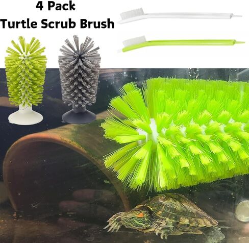 4 Pack Turtle Brush - Turtle Shell Cleaning Brush with Suction Cup for Tank Remove Aquatic Mud Dirt Tortoises Back Scratches Brush Promoting Shell Health for Red Eared Slider Turtle (4 Pack) in Saudi Arabia