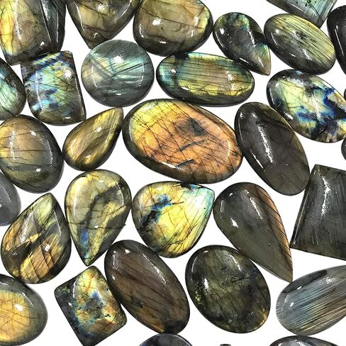 100 carats Natural Iridescent Spectrolite Labradorite Gemstone Wholesale Cabochons Lot, Jewelry Making Loose Gemstone, DIY, Wire Wrapping, Healing Crystals, Bulk Gemstone, 2 to 4pcs in Saudi Arabia