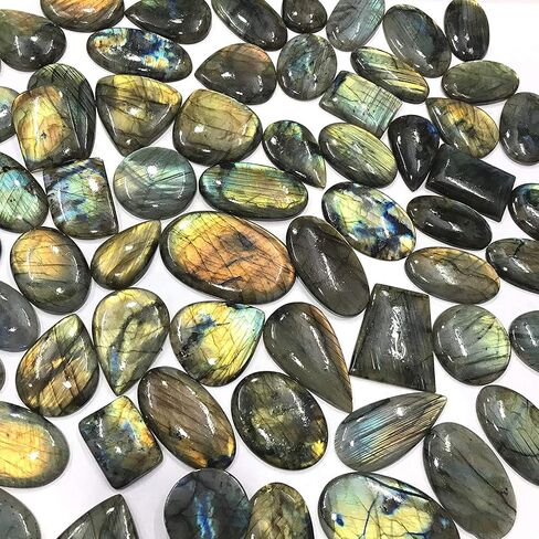 100 carats Natural Iridescent Spectrolite Labradorite Gemstone Wholesale Cabochons Lot, Jewelry Making Loose Gemstone, DIY, Wire Wrapping, Healing Crystals, Bulk Gemstone, 2 to 4pcs in Saudi Arabia