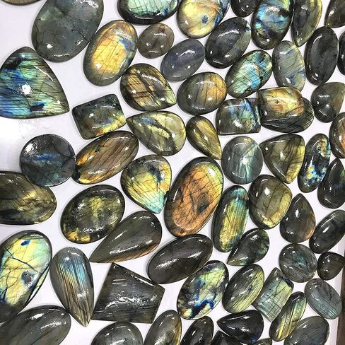 100 carats Natural Iridescent Spectrolite Labradorite Gemstone Wholesale Cabochons Lot, Jewelry Making Loose Gemstone, DIY, Wire Wrapping, Healing Crystals, Bulk Gemstone, 2 to 4pcs in Saudi Arabia