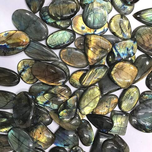 100 carats Natural Iridescent Spectrolite Labradorite Gemstone Wholesale Cabochons Lot, Jewelry Making Loose Gemstone, DIY, Wire Wrapping, Healing Crystals, Bulk Gemstone, 2 to 4pcs in Saudi Arabia