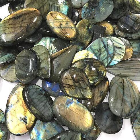 100 carats Natural Iridescent Spectrolite Labradorite Gemstone Wholesale Cabochons Lot, Jewelry Making Loose Gemstone, DIY, Wire Wrapping, Healing Crystals, Bulk Gemstone, 2 to 4pcs in Saudi Arabia