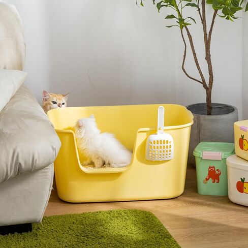 Extra Large Cat Litter Box - with High Sides 23" Lx22.7 Wx11.7 H in, Anti-Splashing Cat Litter Box, Tool-Free Assembly, Multi Kitty Litter Box, Jumbo Litter Box for Easier Cleaning(Yellow) in Saudi Arabia