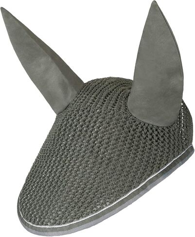 Horze Adepto Cotton Crochet Insect and Fly Protection Horse Ear Net with Cotton Ear Covers - Beetle Khaki Green - Horse in Saudi Arabia