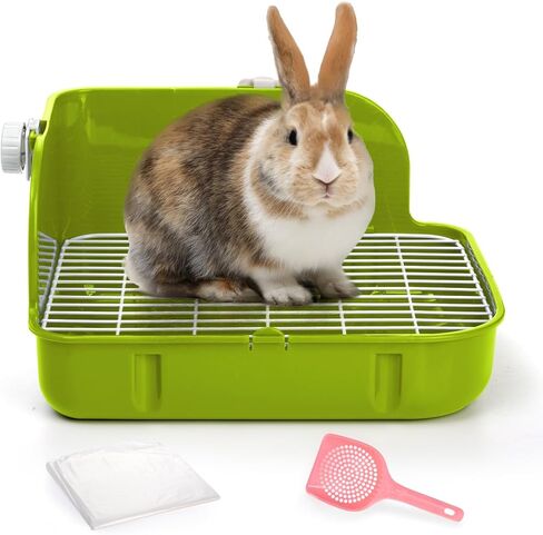 مرحاض صندوق فضلات الأرانب، زاوية بلاستيكية مربعة لتدريب نونية الحيوانات الأليفة، صينية براز شبكية للحيوانات الصغيرة مع مغرفة وبطانة للاستعمال مرة واحدة، ملحقات فراش الأرنب للهامستر القنفذ، أخضر in Kuwait