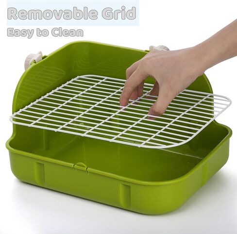 مرحاض صندوق فضلات الأرانب، زاوية بلاستيكية مربعة لتدريب نونية الحيوانات الأليفة، صينية براز شبكية للحيوانات الصغيرة مع مغرفة وبطانة للاستعمال مرة واحدة، ملحقات فراش الأرنب للهامستر القنفذ، أخضر in Kuwait