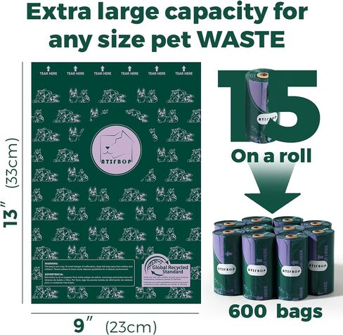 Dog Poop Bags Rolls, Extra Thick and Leak-proof Poop Bags for Dogs, 270 Bags 18 Refill Rolls, Scented Waste Bag for Dog and Cat, Made from 65% Recycled Plastics in Saudi Arabia