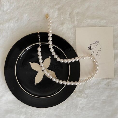 قلادات اللؤلؤ للنساء قابل للتعديل اليدوية اللؤلؤ المختنق قلادة جولة تقليد اللؤلؤ ستراند القلائد لذيذ الزفاف قلادة اللؤلؤ للعرائس مجوهرات بسيطة حساسة هدايا وصيفه الشرف in Kuwait