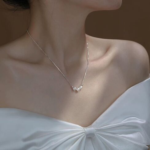 قلادات اللؤلؤ للنساء قابل للتعديل اليدوية اللؤلؤ المختنق قلادة جولة تقليد اللؤلؤ ستراند القلائد لذيذ الزفاف قلادة اللؤلؤ للعرائس مجوهرات بسيطة حساسة هدايا وصيفه الشرف in Kuwait