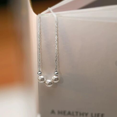 قلادات اللؤلؤ للنساء قابل للتعديل اليدوية اللؤلؤ المختنق قلادة جولة تقليد اللؤلؤ ستراند القلائد لذيذ الزفاف قلادة اللؤلؤ للعرائس مجوهرات بسيطة حساسة هدايا وصيفه الشرف in Kuwait