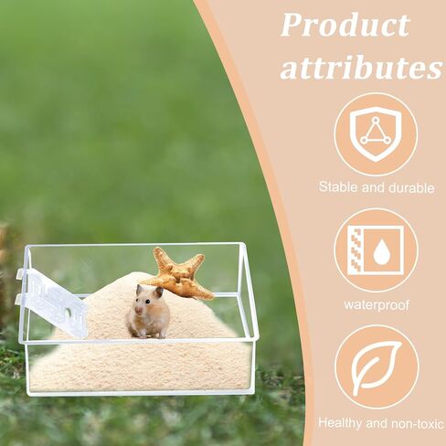 2 PCS Hamster Sand Bath Box with Ladder Transparent Rectangle Animal Sand Bath Container Acrylic Critter's Sand Bath Shower Room and Digging Sand Litter Box for Mice Lemming Gerbils Small Animal in Saudi Arabia