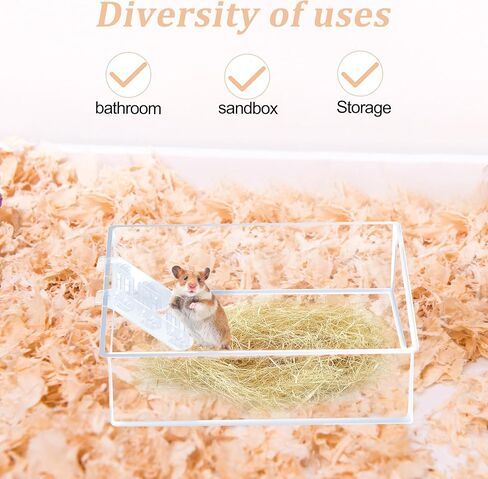 2 PCS Hamster Sand Bath Box with Ladder Transparent Rectangle Animal Sand Bath Container Acrylic Critter's Sand Bath Shower Room and Digging Sand Litter Box for Mice Lemming Gerbils Small Animal in Saudi Arabia