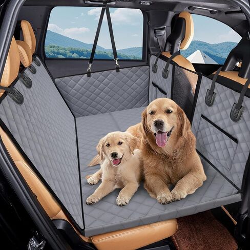 Dog Car Back Seat Extender Cover,Hard Bottom Scratchproof and Waterproof Protector,with Mesh Window and Storage Pocket for Car,SUVs,Trucks Gray in Saudi Arabia