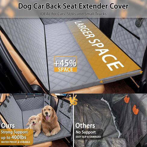 Dog Car Back Seat Extender Cover,Hard Bottom Scratchproof and Waterproof Protector,with Mesh Window and Storage Pocket for Car,SUVs,Trucks Gray in Saudi Arabia