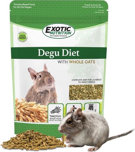 Exotic Nutrition Degu Diet (2.5lb) - Nutritionally Complete Healthy Pellet Diet with Whole Oats - for Domesticated Pet Degus in Saudi Arabia