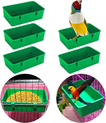 5Pack Cage Cups Bird Feeder, Parrot Bird Water Dispenser, Seed Bowl Food Chicken Feeding Dispenser, Chicken Water Cups for Parrot Parakeet Gamefowl Poultry Pigeon Rabbit in Kuwait