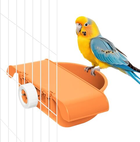 Bird Feeder Bowl Bird Crate Food and Water Dispenser Bird Bathtub for Cage Universal Plastic Hanging Cups for Small Birds, Parakeet, Parrot, Myna, Cockatiel, 17.2oz, BPA Free, Orange in Saudi Arabia