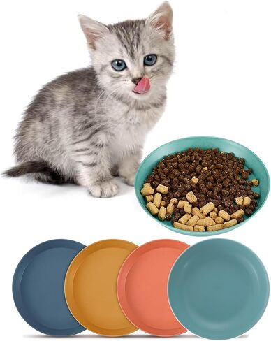 8 Pack Cat Bowls for Indoor, Cat food Dish Plates, Shallow Bowl for Whisker Fatigue Cat Friendly, Hamster, Bamboo rat, Rabbit, Small Pets, Cat Feeding Supplies in Saudi Arabia
