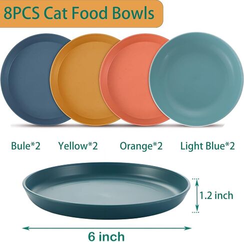 8 Pack Cat Bowls for Indoor, Cat food Dish Plates, Shallow Bowl for Whisker Fatigue Cat Friendly, Hamster, Bamboo rat, Rabbit, Small Pets, Cat Feeding Supplies in Saudi Arabia