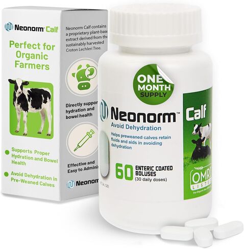 Jaguar Animal Health Neonorm Calf - Enteric Coated Supplement Boluses for Proper Hydration & Bowel Health - Plant-Based Product for Pre-Weaned Calves (60 Count) in Saudi Arabia