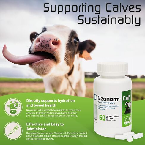 Jaguar Animal Health Neonorm Calf - Enteric Coated Supplement Boluses for Proper Hydration & Bowel Health - Plant-Based Product for Pre-Weaned Calves (60 Count) in Saudi Arabia