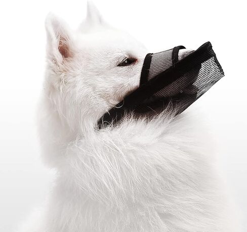 كمامة كلب من النايلون للعق العض ضد النباح، كمامة شبكية هوائية ناعمة قابلة للشرب من القماش للحيوانات الأليفة، كمامة كلب قابلة للتعديل مع حزام، مناسبة للكلاب الصغيرة والمتوسطة والكبيرة (L، أسود) in Kuwait