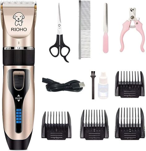 Dog Grooming Kit Clippers Low Noise Electric Quiet Rechargeable Cordless Trimmers Shaver Shears for Dogs, Cats, and Other Pets in Saudi Arabia