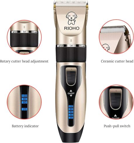 Dog Grooming Kit Clippers Low Noise Electric Quiet Rechargeable Cordless Trimmers Shaver Shears for Dogs, Cats, and Other Pets in Saudi Arabia