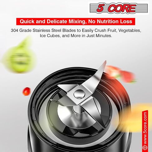 خلاط عصير 5 أساسيات خلاط شخصي للمخفوقات والعصائر، محضر طعام قوي 300 واط مع زجاجة رياضية محمولة سعة 20 أونصة، مزيج فردي سهل التنظيف، خالي من مادة BPA، 5C 421 in Saudi Arabia
