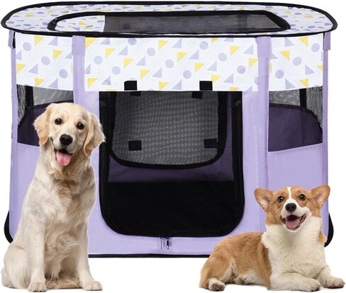 Portable Pet Playpen Dog Cat Play Pen Indoor Foldable Puppy Kitten Rabbit Crate Pen for Outdoor Travel Camping Use, with Storage Bag - M (31.5 x 23.6 x 21.6 Inch) in Saudi Arabia