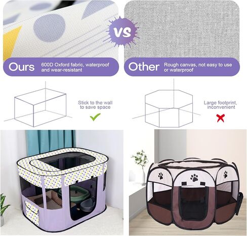 Portable Pet Playpen Dog Cat Play Pen Indoor Foldable Puppy Kitten Rabbit Crate Pen for Outdoor Travel Camping Use, with Storage Bag - M (31.5 x 23.6 x 21.6 Inch) in Saudi Arabia