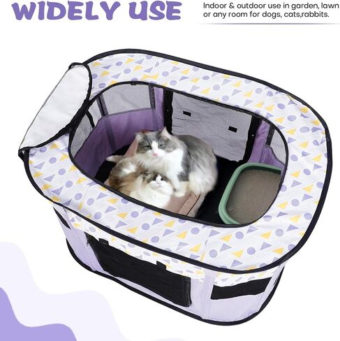 Portable Pet Playpen Dog Cat Play Pen Indoor Foldable Puppy Kitten Rabbit Crate Pen for Outdoor Travel Camping Use, with Storage Bag - M (31.5 x 23.6 x 21.6 Inch) in Saudi Arabia