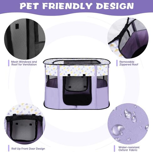 Portable Pet Playpen Dog Cat Play Pen Indoor Foldable Puppy Kitten Rabbit Crate Pen for Outdoor Travel Camping Use, with Storage Bag - M (31.5 x 23.6 x 21.6 Inch) in Saudi Arabia