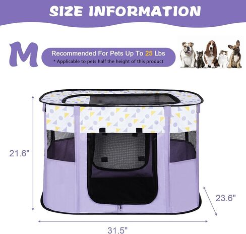 Portable Pet Playpen Dog Cat Play Pen Indoor Foldable Puppy Kitten Rabbit Crate Pen for Outdoor Travel Camping Use, with Storage Bag - M (31.5 x 23.6 x 21.6 Inch) in Saudi Arabia