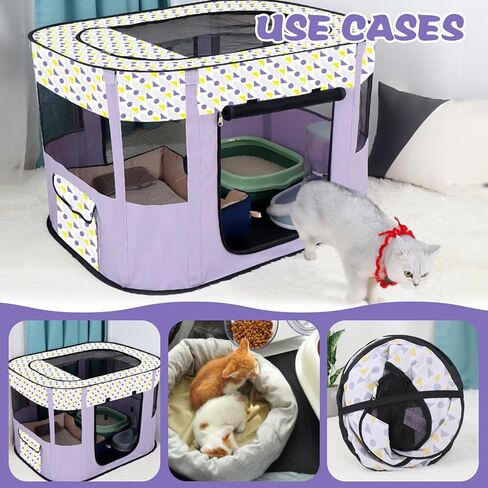 Portable Pet Playpen Dog Cat Play Pen Indoor Foldable Puppy Kitten Rabbit Crate Pen for Outdoor Travel Camping Use, with Storage Bag - M (31.5 x 23.6 x 21.6 Inch) in Saudi Arabia
