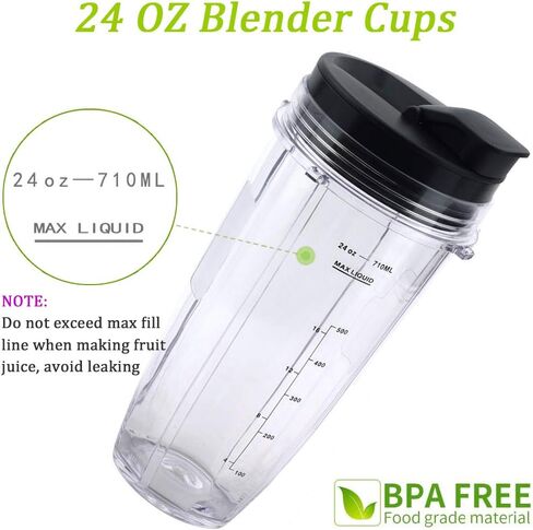 Replacement blender Blade and 24oz Cup Accessories with Lid, Only Compatible with Nutri Ninja SS150,SS151,SS300, SS350,SS351, CO351B, SS100, SS101, CO101B,SS400,SS401 in Saudi Arabia