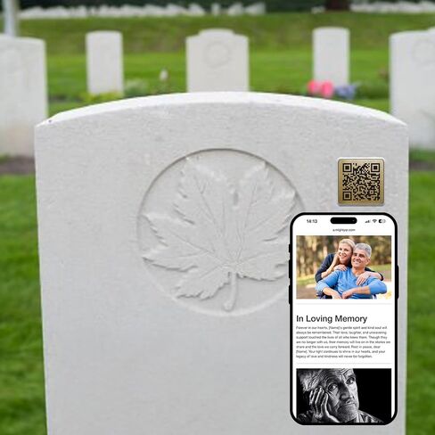 Gravestone QR Code Plaque With Memorial Page For Photos, & More. by GTKME (2x2", Laser Etched, Gold Metallic) in Saudi Arabia