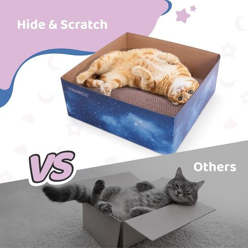 X-Large Cat Scratch Box, Cardboard Cat Scratcher Bed with 4 Pcs Refillable Scratch Pad for Indoor Cats and Kitten in Kuwait