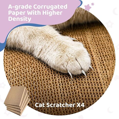 X-Large Cat Scratch Box, Cardboard Cat Scratcher Bed with 4 Pcs Refillable Scratch Pad for Indoor Cats and Kitten in Kuwait