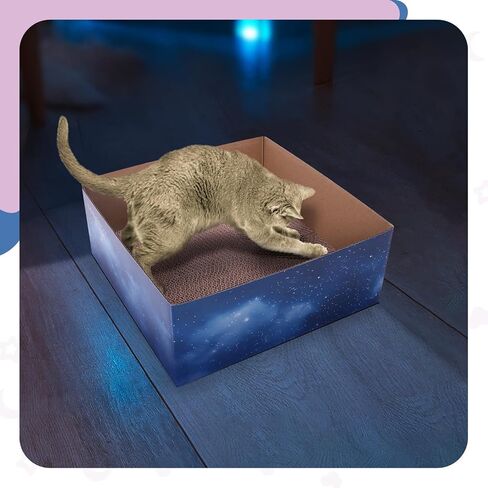 X-Large Cat Scratch Box, Cardboard Cat Scratcher Bed with 4 Pcs Refillable Scratch Pad for Indoor Cats and Kitten in Kuwait