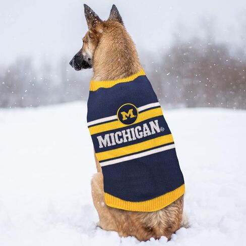 NCAA Michigan Wolverines Dog Sweater, Size Small. Warm and Cozy Knit Pet Sweater with NCAA Team LOGO, Best Puppy Sweater for Large and Small Dogs in Saudi Arabia