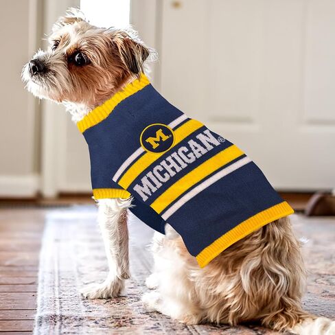 NCAA Michigan Wolverines Dog Sweater, Size Small. Warm and Cozy Knit Pet Sweater with NCAA Team LOGO, Best Puppy Sweater for Large and Small Dogs in Saudi Arabia