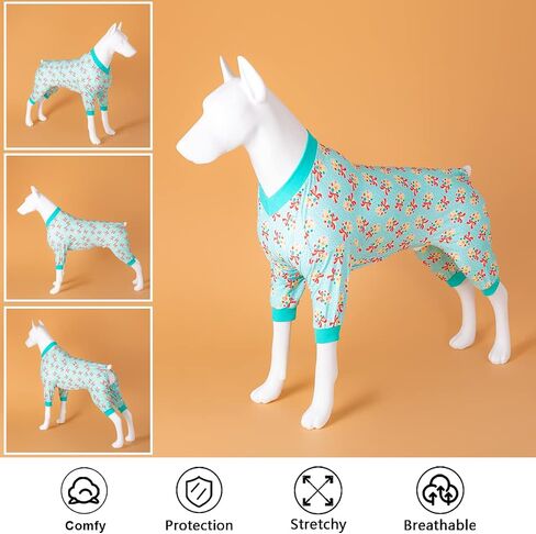 LovinPet Big Dog Pjs، بيجامة للكلاب للحماية بعد العمليات الجراحية، بذلة تغطية للكلاب، خفيفة الوزن عتيقة سعيدة 2 باقة من مطبوعات الطيور المغردة مثل سترة الكلب السفلية للكلاب، مقاس XL in Saudi Arabia