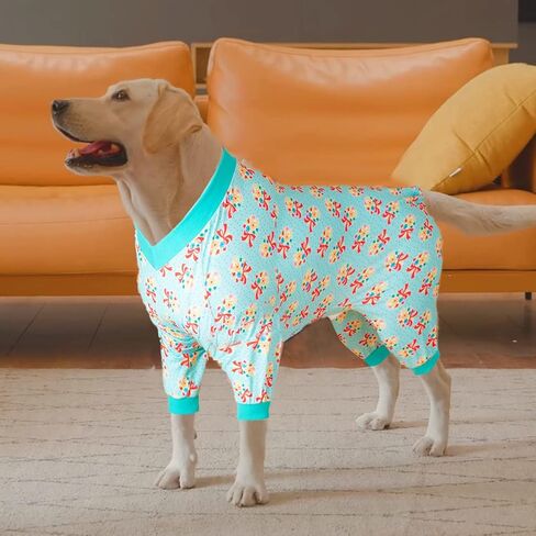 LovinPet Big Dog Pjs، بيجامة للكلاب للحماية بعد العمليات الجراحية، بذلة تغطية للكلاب، خفيفة الوزن عتيقة سعيدة 2 باقة من مطبوعات الطيور المغردة مثل سترة الكلب السفلية للكلاب، مقاس XL in Saudi Arabia
