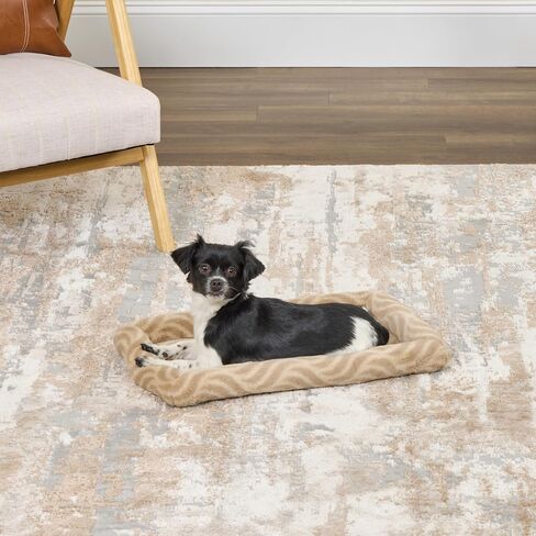MidWest Homes For Pets QuiteTime Deluxe Wave Bolster Bed for Small Dogs; Easily Machine Wash and Dry; Tan; 22"; 40222-WVTN in Saudi Arabia
